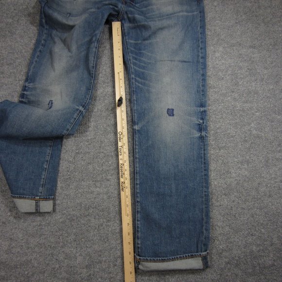 G Raw Jeans Mens 38 Blue Medium Wash Distressed Straight - Picture 11 of 13